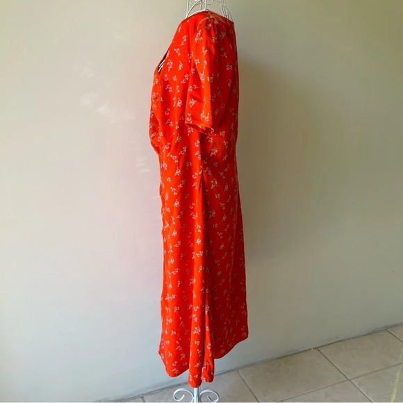 RTR Love Whit by red floral print asymmetrical v neck slit draped mini dress XL - Picture 2 of 11